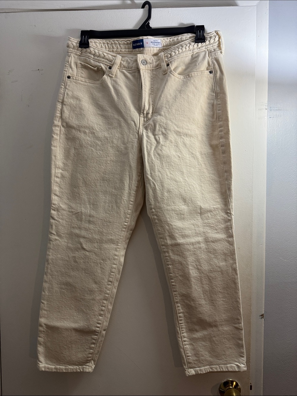Old Navy Cream High-Waist Straight Leg Jeans